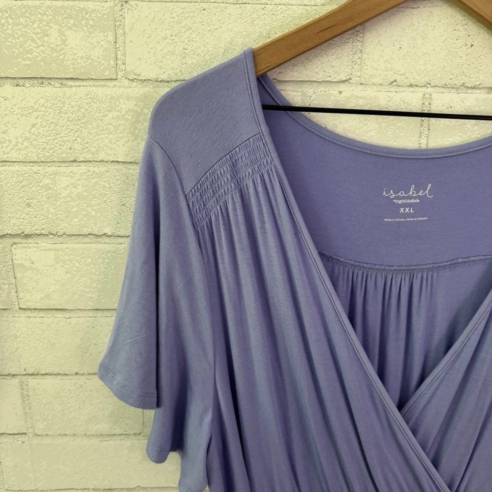 ISABEL Maternity Lilac Faux Wrap Short Sleeve Maxi Dress - Picture 7 of 10